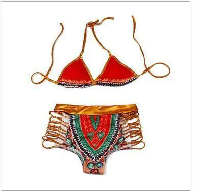 Fashionable Women's Printed Bikini Swimwear with Straps