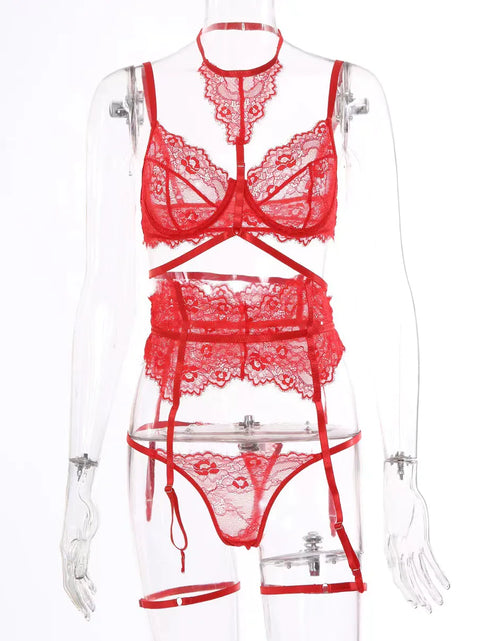 Charger l'image dans la visionneuse de galerie, Ensemble de lingerie porte-jarretelles femme à dos nu
