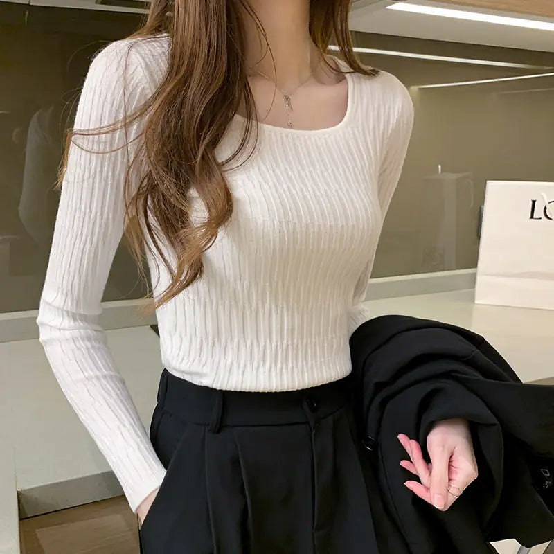 Stylish Women's Slim Round Neck Long-Sleeved Sweaters
