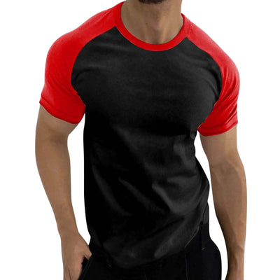 Generic Mens Casual Sport T Shirt Raglan Sleeve Fashion Colorblock Baseball Tees Shirts Gym Workout Muscle Tee Tops Big&Tall Hot Pink Large