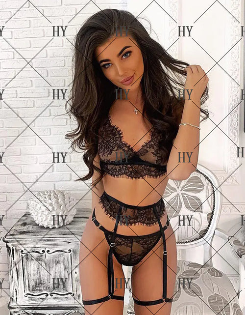 Load image into Gallery viewer, Fashionable Lace 3-Piece Lingerie Set

