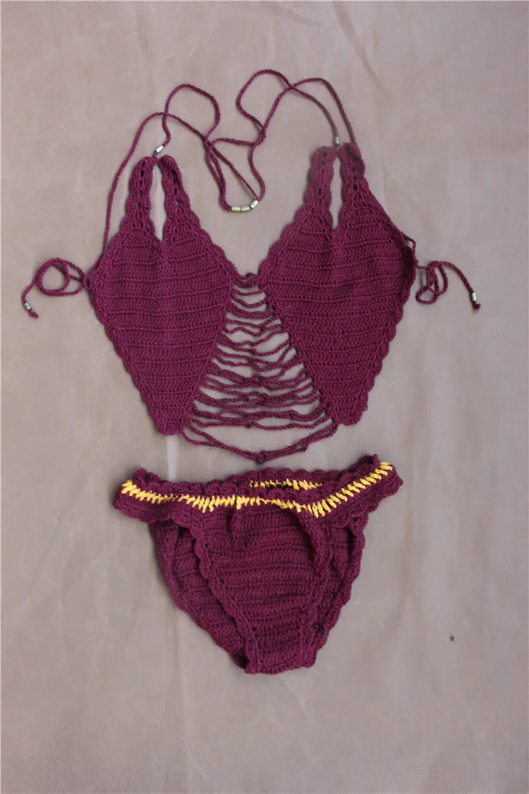 New Crochet Fringe Beach Bikini Swimwear Set
