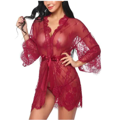 Load image into Gallery viewer, New Women's Lace Kimono Lingerie Set
