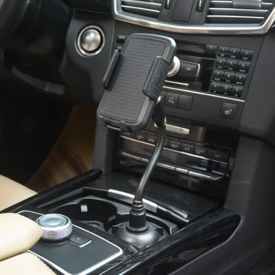 Soporte flexible para teléfono de coche con portavasos para navegación