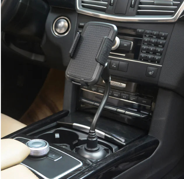 Soporte flexible para teléfono de coche con portavasos para navegación