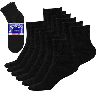 Diabetic Ankle Socks Mens Womens Non-Binding Socks Loose Fit Black 6 Pairs Debra Weitzner
