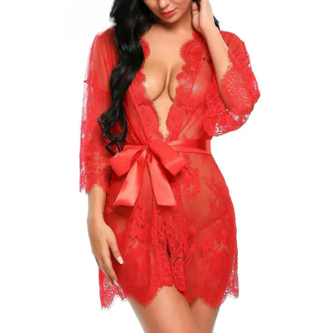 New Women's Lace Kimono Lingerie Set