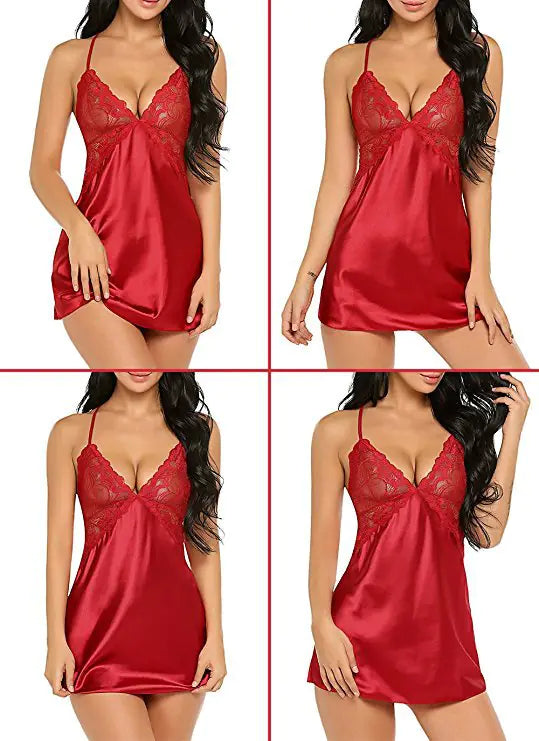 Women's Deep V Neck Backless Lingerie Nightwear