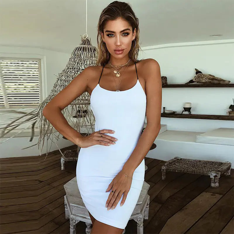 Backless Spaghetti Strap Bodycon Party Dresses for Women