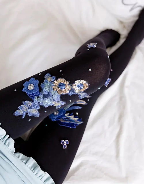 Load image into Gallery viewer, Embroidered Cherry Blue Banshee Pattern Stockings
