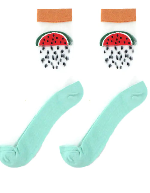 Load image into Gallery viewer, Fashionable Thin Mid Tube Flower Forest Glass Stockings
