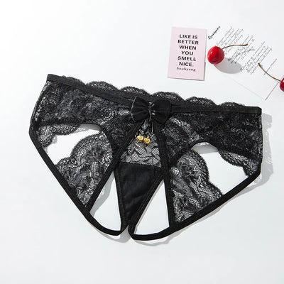 Lencería de encaje negro para mujer Temptation con cascabeles