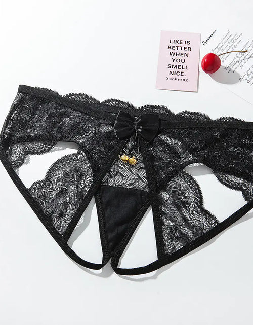 Cargar imagen en el visor de la galería, Lencería de encaje negro para mujer Temptation con cascabeles
