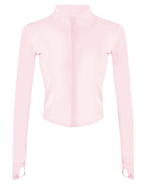 Load image into Gallery viewer, Tanming Womens Full Zip Seamless Workout Jacket Running Yoga Slim Fit Track Jacket (Pink-XL)
