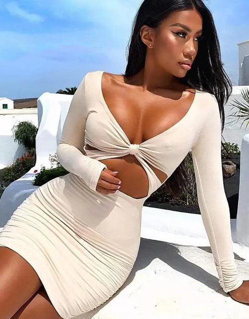Load image into Gallery viewer, Sexy Long Sleeve Pleated Mini Party Dresses
