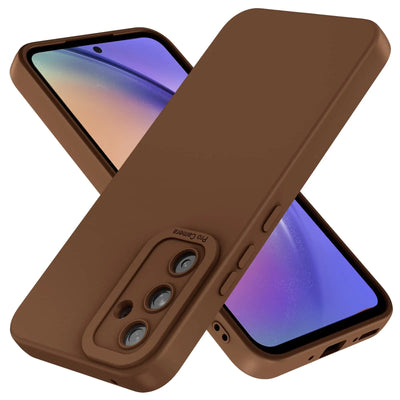 Compatible con la funda Samsung Galaxy a55 5g: Funda protectora de silicona líquida con armadura de grado militar y protección resistente (marrón a55 5g)