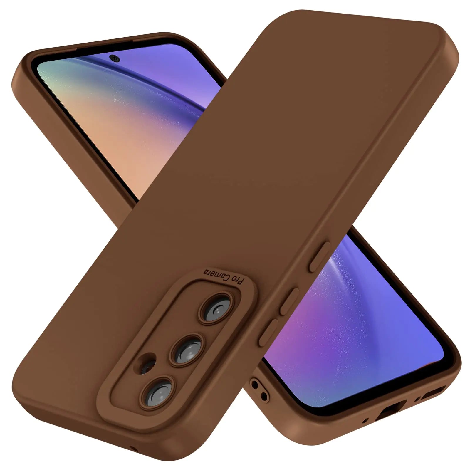 Compatible con la funda Samsung Galaxy a55 5g: Funda protectora de silicona líquida con armadura de grado militar y protección resistente (marrón a55 5g)
