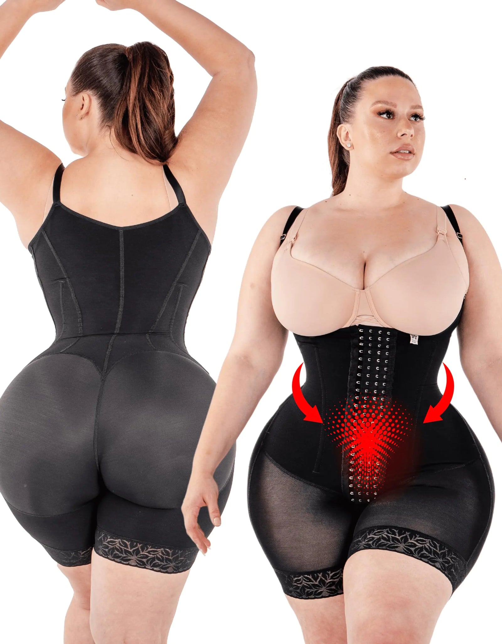 TRIBUTO Faja colombiana etapa 2 – Faja moldeadora de alta compresión para recuperación postquirúrgica de BBL y liposucción, duradera y de ajuste real, color negro.