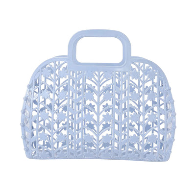 Girls Jelly Purse Women’s Plastic Tote Bag Jelly Bag Purse For Little Girls (Blue Flower)