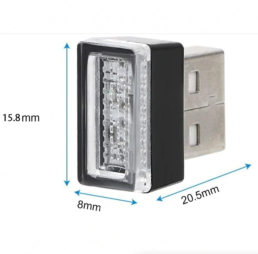 3x Mini Luz LED Azul USB Interior de Coche Lámpara de Ambiente Neón Accesorios