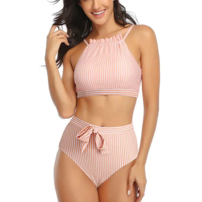 New European and American Striped Bikini Swimwear