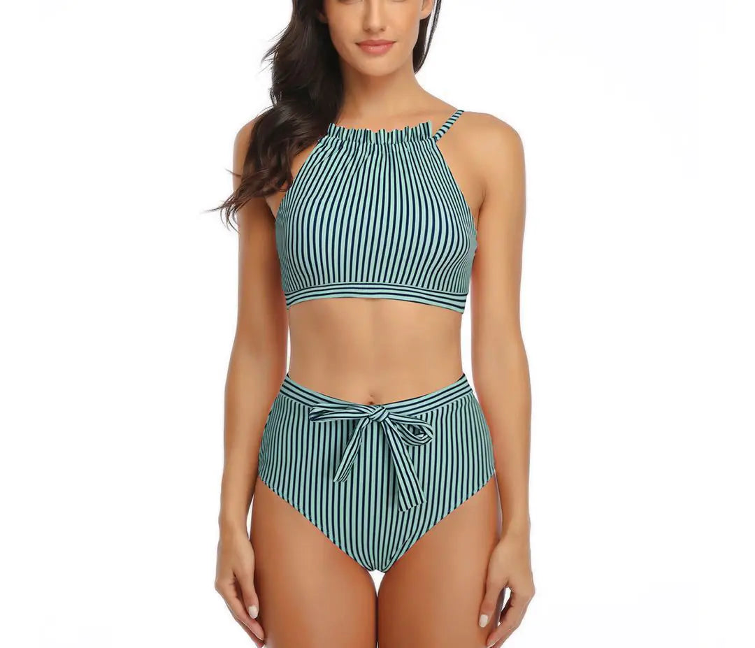 New European and American Striped Bikini Swimwear