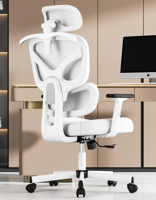 Cargar imagen en el visor de la galería, Silla de oficina ergonómica, silla de escritorio de respaldo alto para personas grandes y altas, silla reclinable cómoda para oficina en casa con soporte lumbar, silla de computadora de malla transpirable con reposabrazos ajustables
