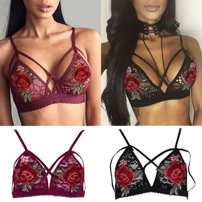 Soutien-gorge caraco en dentelle brodée