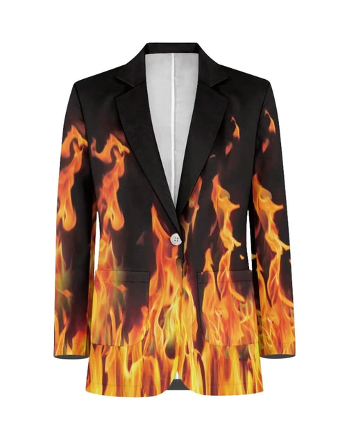 Load image into Gallery viewer, Mens Casual Blazer One Button Long Sleeve Blazer Red Fire Flame Blazer Lightweight Suit Jackets Slim Fit Sports Coats with Pocket
