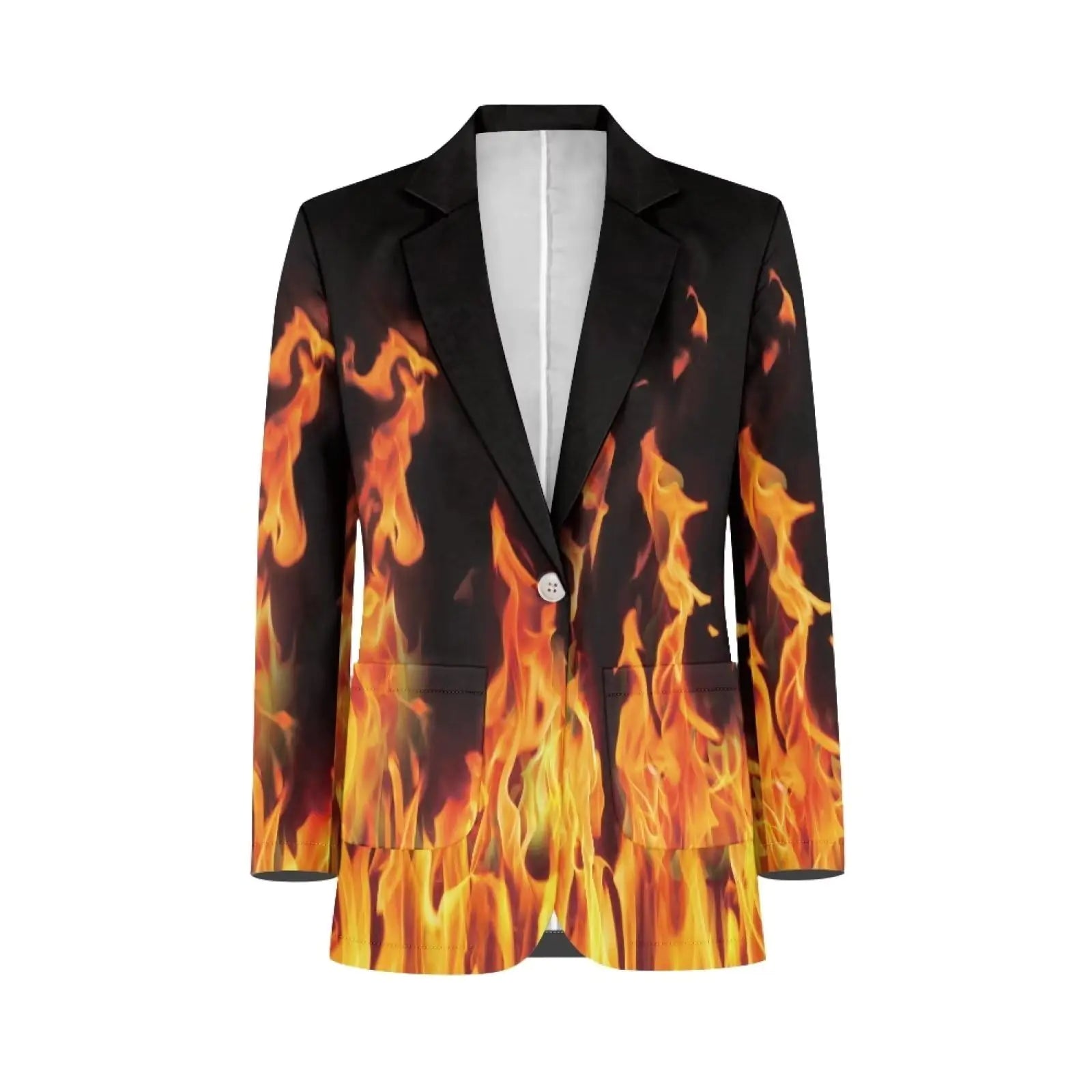 Mens Casual Blazer One Button Long Sleeve Blazer Red Fire Flame Blazer Lightweight Suit Jackets Slim Fit Sports Coats with Pocket