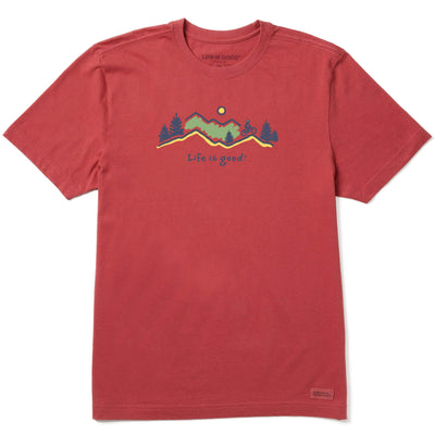Life is Good Mens Crusher Tee Short Sleeve Cotton Graphic T-Shirts Bike Vista Faded Red Medium