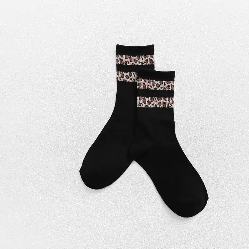 Leopard-Print Cotton Stockings for Women