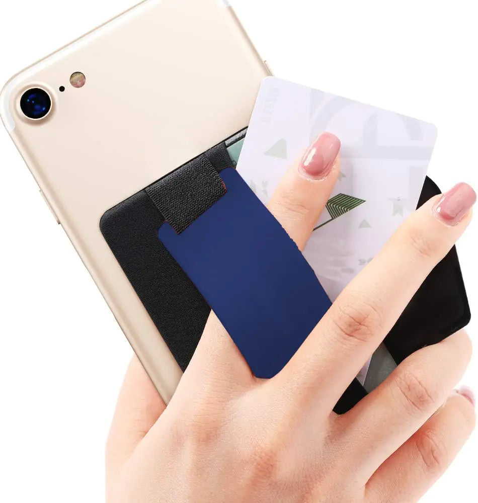 Mizi Soporte Adhesivo para Billetera de Teléfono con Solapa Tarjetero para la Parte Posterior del Teléfono, Adhesivo para Fundas de iPhone/Android/Samsung Galaxy - Azul
