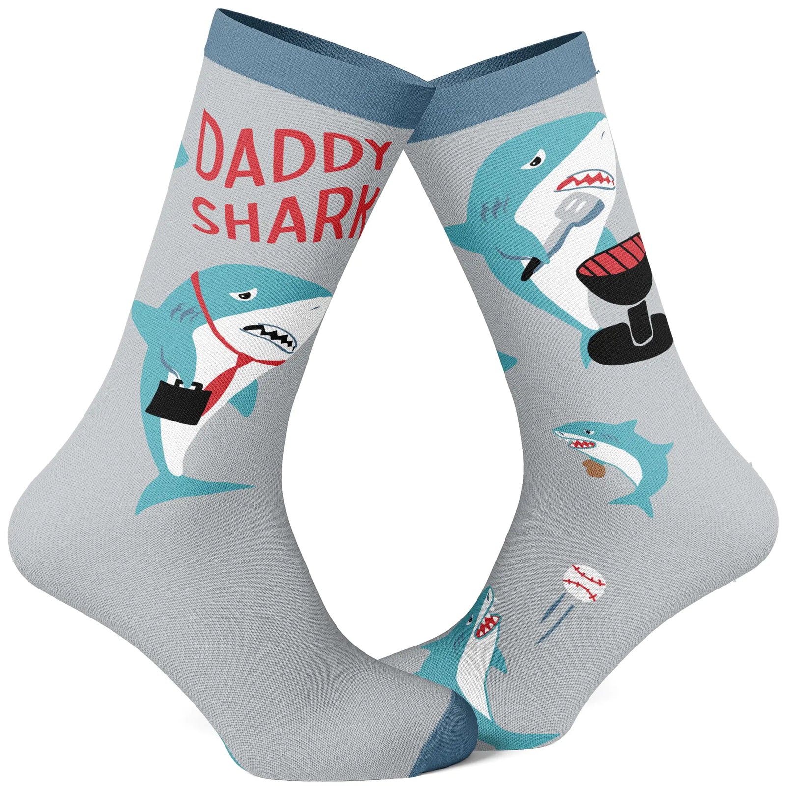 Crazy Dog T-Shirts Mens Daddy Shark Socks Funny Fathers Day Gift For Dad Viral Kids Song Novelty Footwear