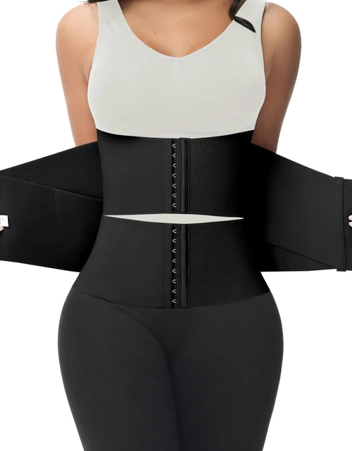 Load image into Gallery viewer, SHAPSHE Waist Trainer for Women Workout Waist Cincher Shapewear for Women Tummy Control Segmented Hourglass Body sculpt Postpartum Belly Wrap Belt Black
