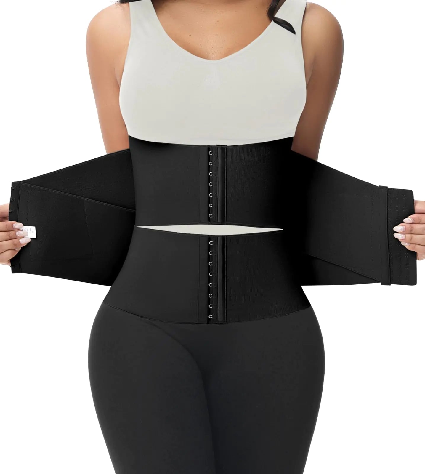 SHAPSHE Waist Trainer for Women Workout Waist Cincher Shapewear for Women Tummy Control Segmented Hourglass Body sculpt Postpartum Belly Wrap Belt Black