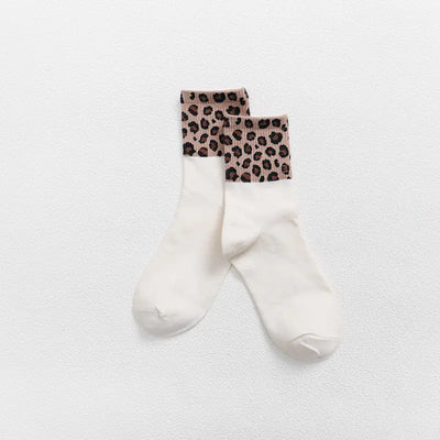 Medias de algodón con estampado de leopardo para mujer
