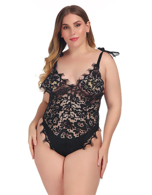 Charger l'image dans la visionneuse de galerie, Ensemble de lingerie sexy en dentelle pour femmes grandes tailles
