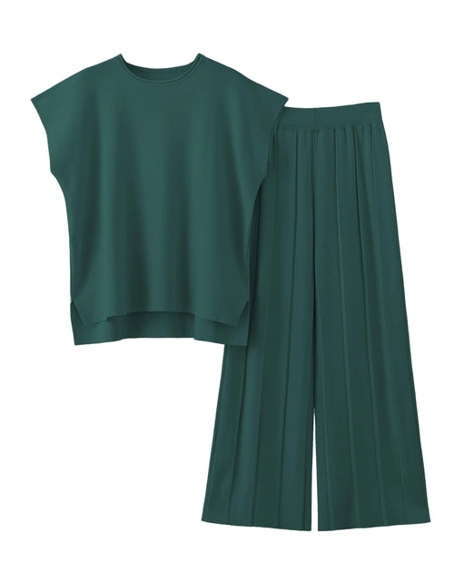 Load image into Gallery viewer, Tanming Womens 2 Piece Outfits Sweater Set Knit Pullover Tops High Waisted Pants Sweatsuits Lounge Set (S-DarkGreen)
