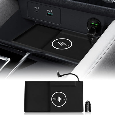 Base de carga inalámbrica de silicona FDAIUN con puertos de carga duales, estación de carga para Mitsubishi Outlander 2022 2023 2024, adaptador de 15 W para smartphone