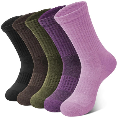 YSense 5 paires de chaussettes en laine mérinos pour femmes Chaussettes d'hiver épaisses pour la randonnée Chaussettes chaudes et confortables Chaussettes montantes Chaussettes rembourrées