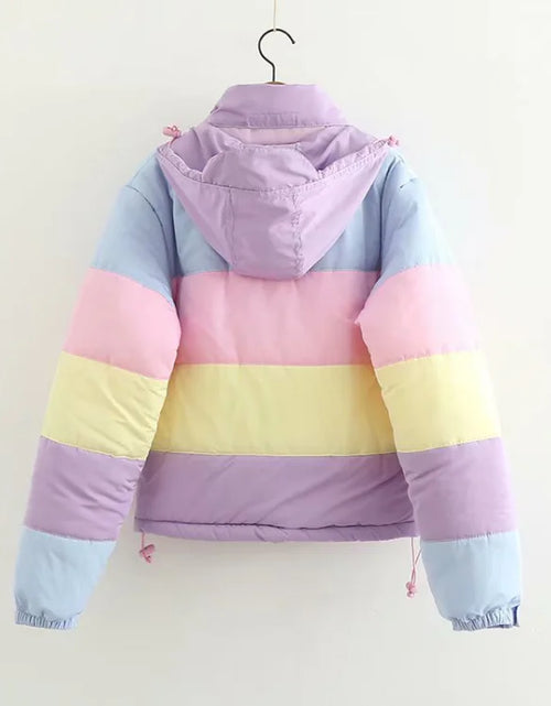 Load image into Gallery viewer, Rainbow Loose Thick Cotton Jacket (Bread Jacket)
