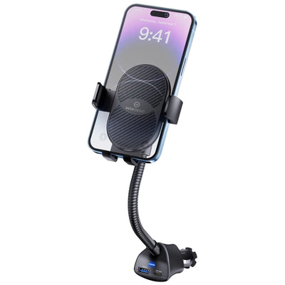 WixGear Phone Charger Car Mount with Dual USB Charger Cellphone Holder for Car Cigarette Lighter Phone Holder Charger Phone Charger Car Mount Car Phone Mount with USB Charger Cigarette mounts
