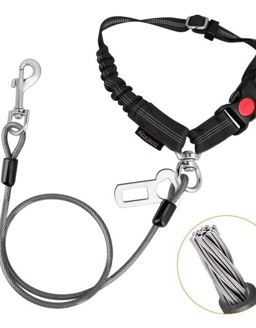 Cargar imagen en el visor de la galería, CHZUOBER Chew Proof Dog Car Seat Belt 2 in 1 Steel Cable Dog Car Accessories Headrest Restraint Dog Seat Belt for Medium Large Dogs Chewer Heavy Duty Dog Seatbelt for Cars Swivel Attach
