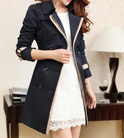 Long Double-Breasted Windbreaker Jacket