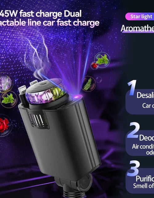 Cargar imagen en el visor de la galería, Cargador de teléfono para coche con luz morada multifuncional
