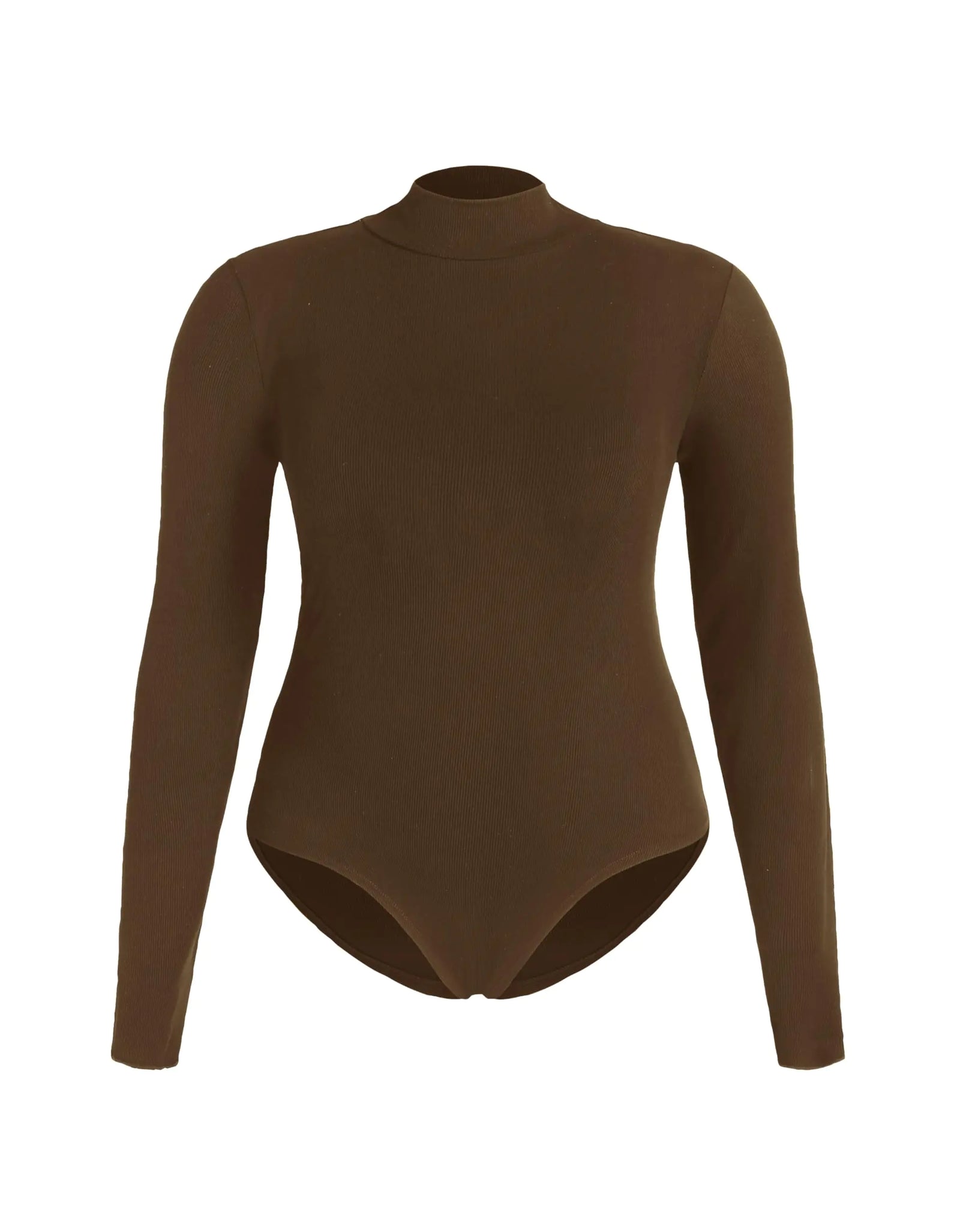 CIDER Women’s Plus Size Mock Turtleneck Long Sleeve Bodysuits Fitted Basic Top: Tan 2XL