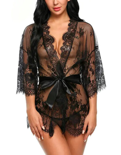 Load image into Gallery viewer, New Women's Lace Kimono Lingerie Set
