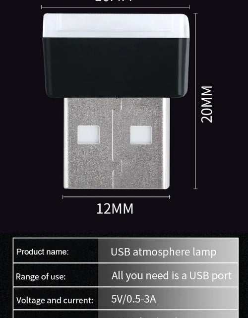 Cargar imagen en el visor de la galería, 3x Mini Luz LED Azul USB Interior de Coche Lámpara de Ambiente Neón Accesorios
