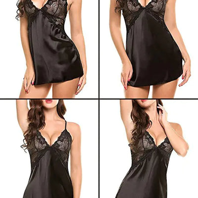 Lingerie de nuit sexy dos nu à col en V profond pour femme